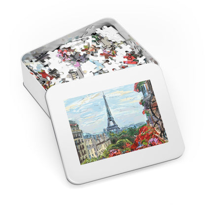 Eiffel Tower Jigsaw Puzzle with Tin