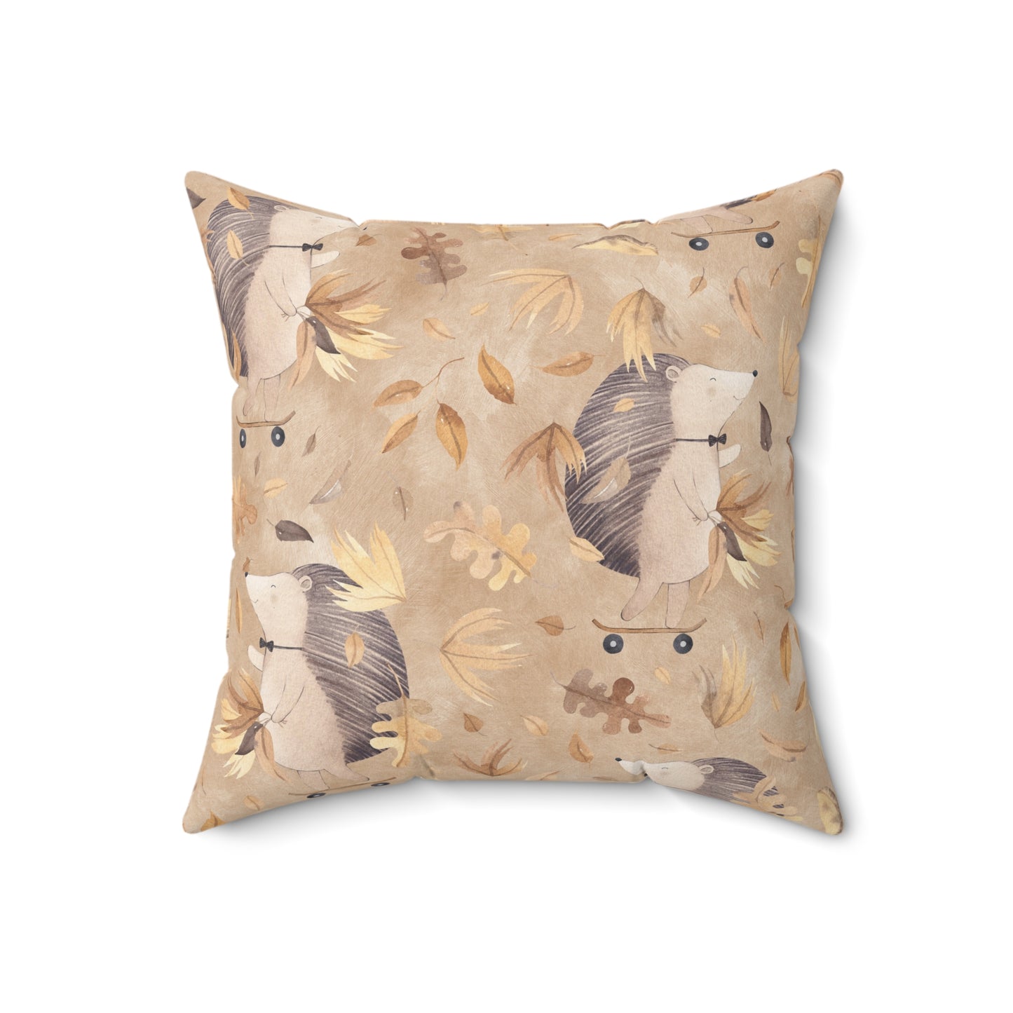 Autumn Hedgehog Spun Polyester Square Pillow