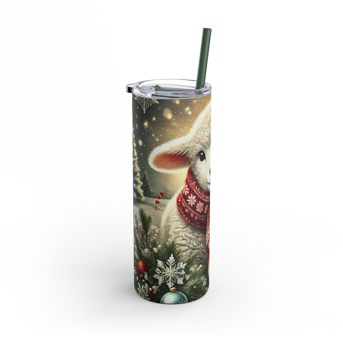 Festive Lamb Holiday Tumbler - 20oz Winter Magic