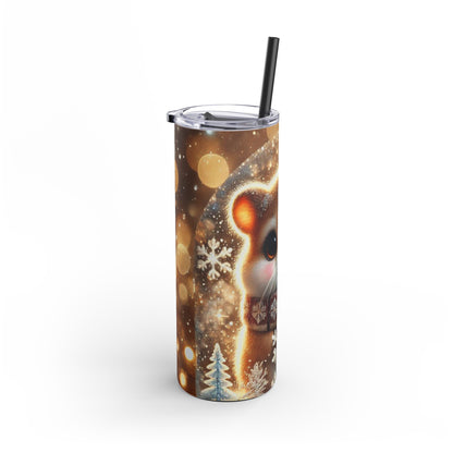 Snowflake Magic: Cozy Fawn Skinny Tumbler  20oz