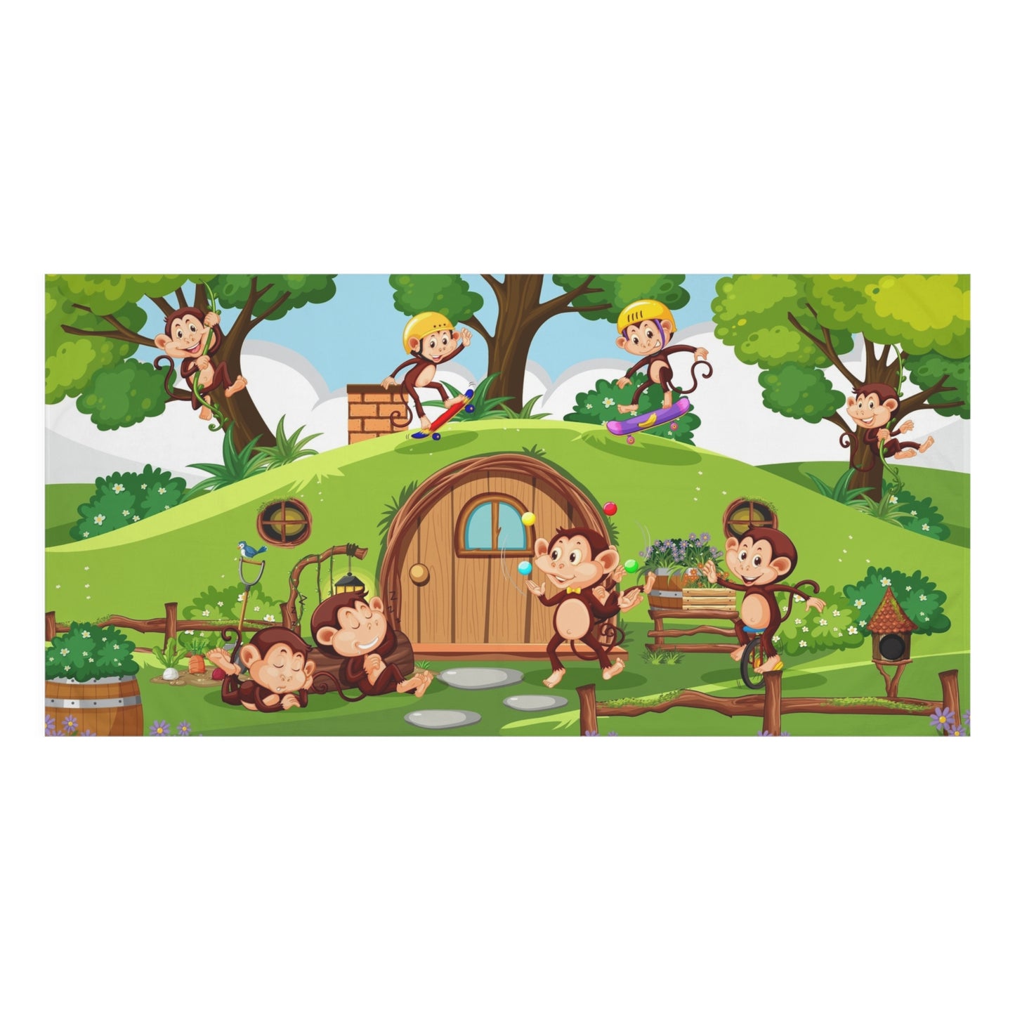 Playful Monkey Tree House Towel