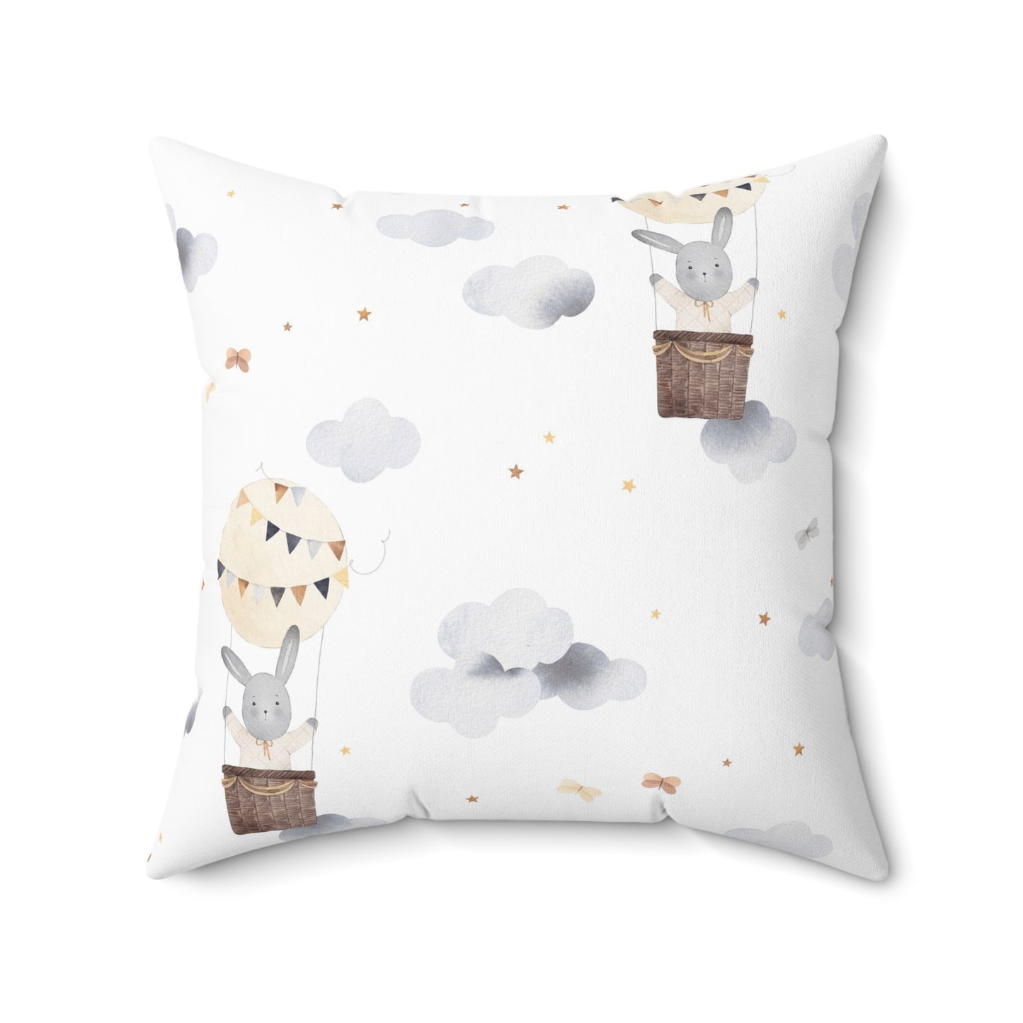 Whimsical Bunny Hot Air Balloon Pillow