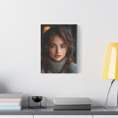 Cozy Rhythms - Girl with Headphones Canvas Art