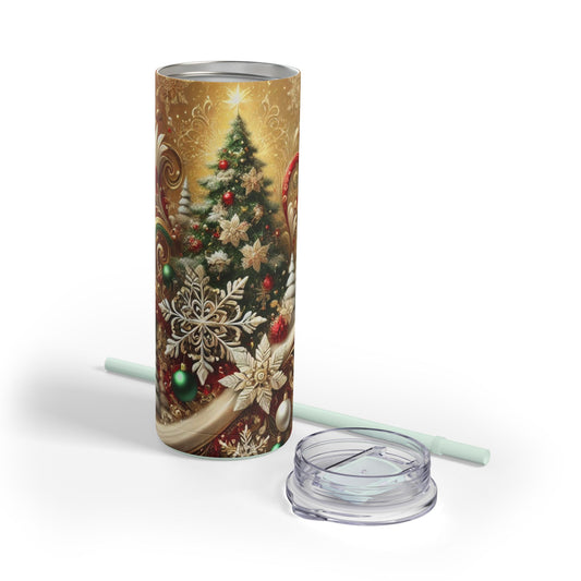 Golden Christmas Elegance Tumbler - 20oz Festive Charm