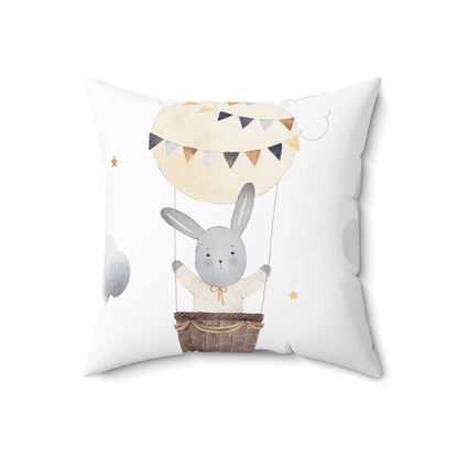 Whimsical Bunny Hot Air Balloon Pillow