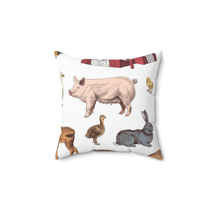 Farm Animals Decorative  Spun Polyester Square Pillow