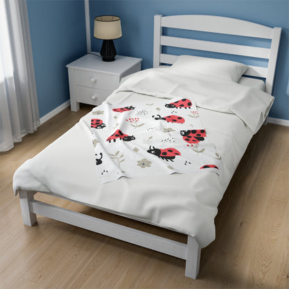 Ladybird Velveteen Plush Blanket