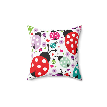 Double Sided Ladybug Spun Polyester Square Pillow