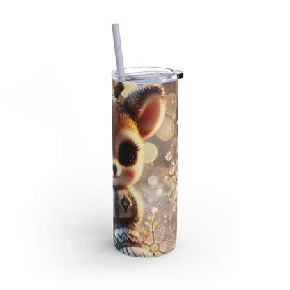 Frosted Elegance: Adorable Fawn Skinny Tumbler 20oz