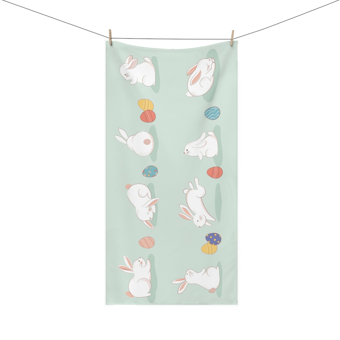 Whimsical Bunny Meadow Tea Towel