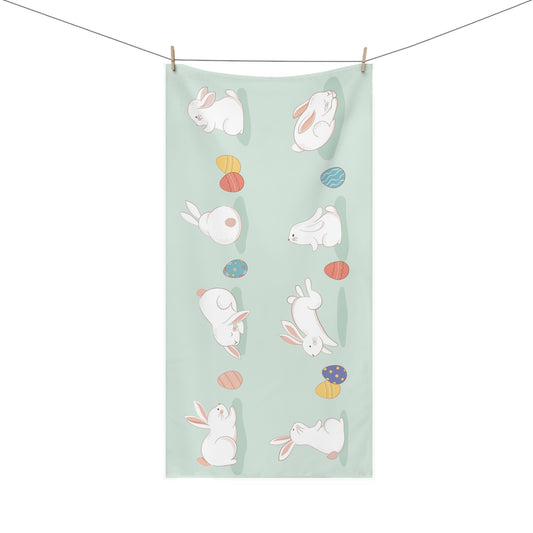 Whimsical Bunny Meadow Tea Towel