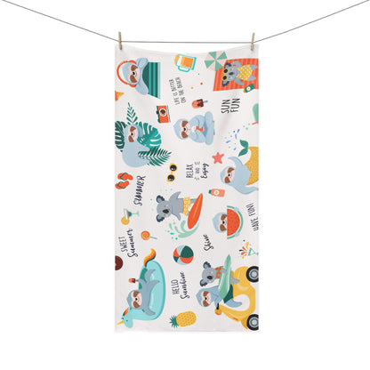 Lazy Sloth Summer Fun Tea Towel