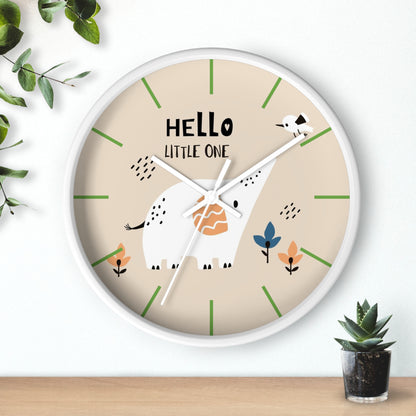 Hello Little One Wall Clock - Adorable Nursery Timepiece ⏰🐘🌿