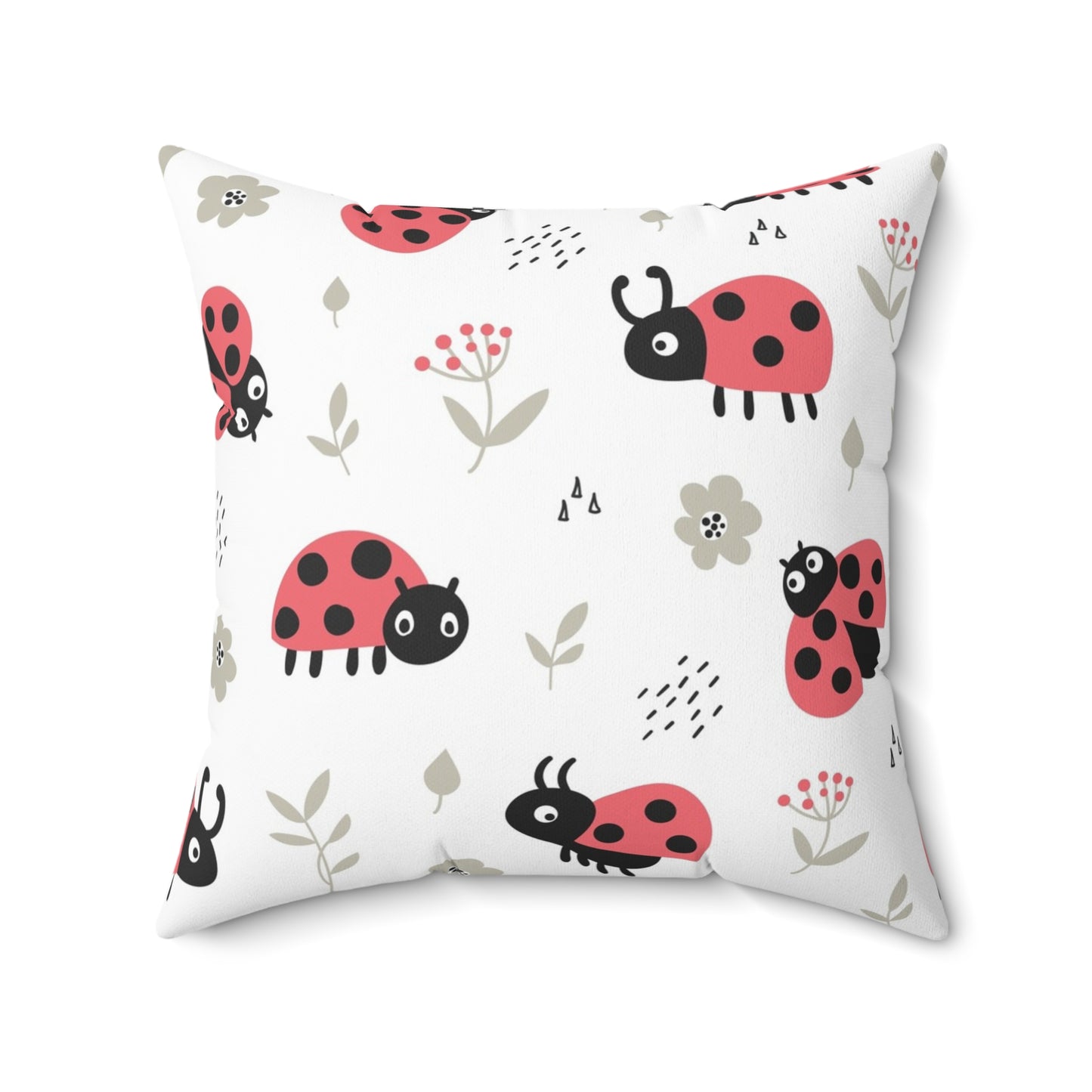 Be Happy Ladybug Pillow - Cheerful Kids Room Decor