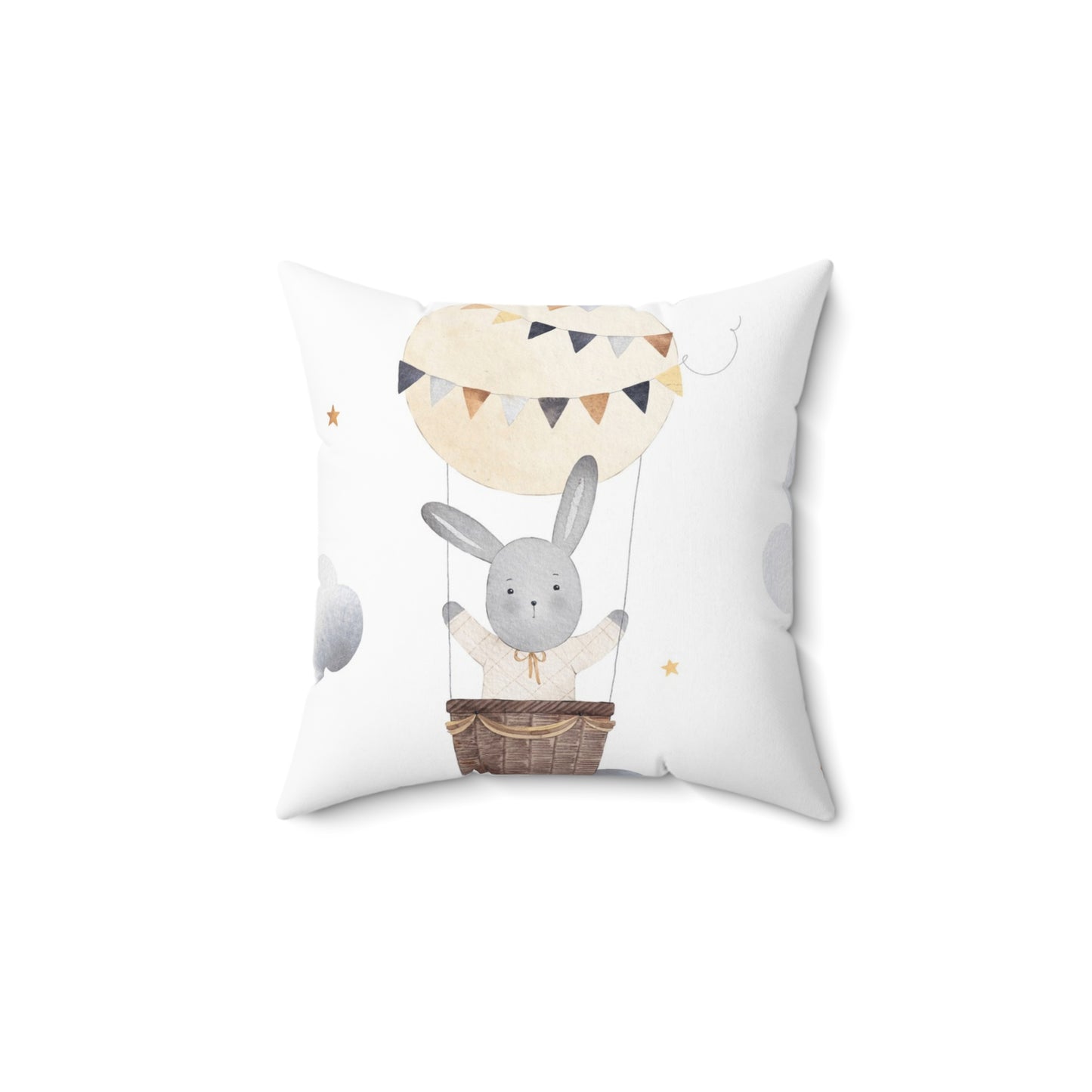 Whimsical Bunny Hot Air Balloon Pillow