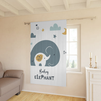 🐘 Baby Elephant Window Curtain 🌙✨