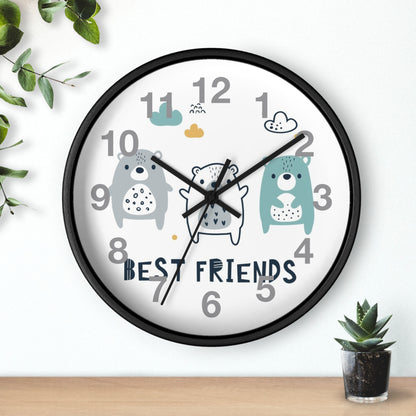 Best Friends Wall Clock - Adorable Bear Design for Kids’ Rooms