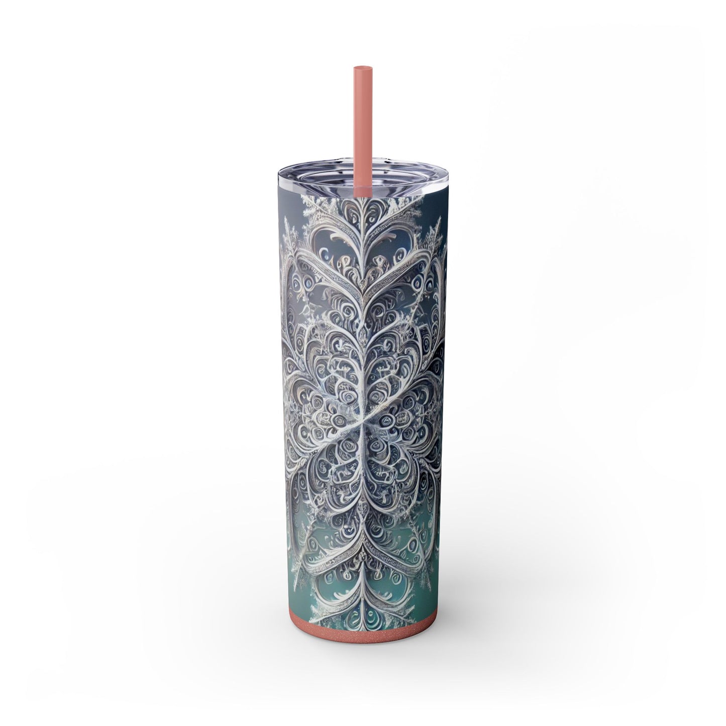 Snowflake Patterned Slim Tumbler - 20oz (With Straw)