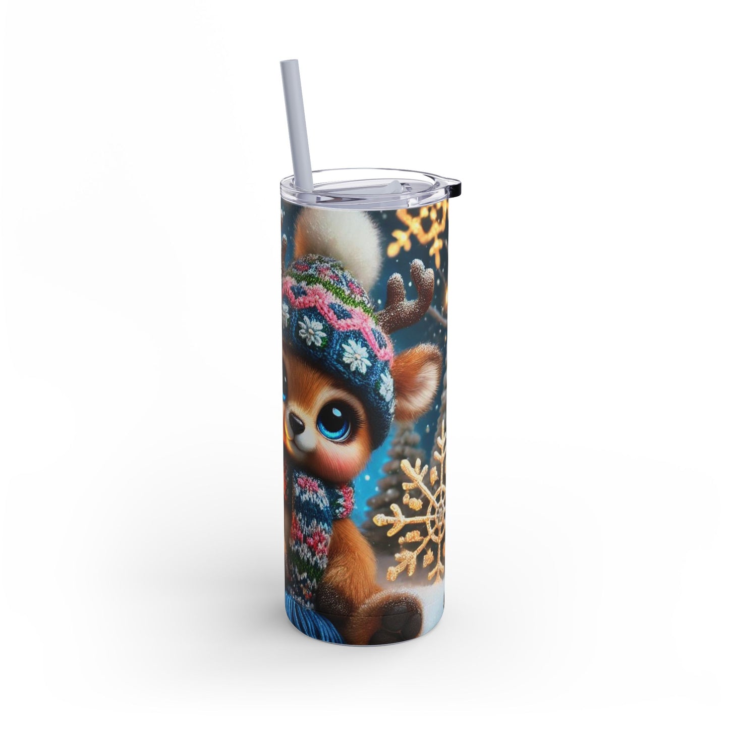 Cozy Glow: Winter Reindeer Skinny Tumbler 20oz