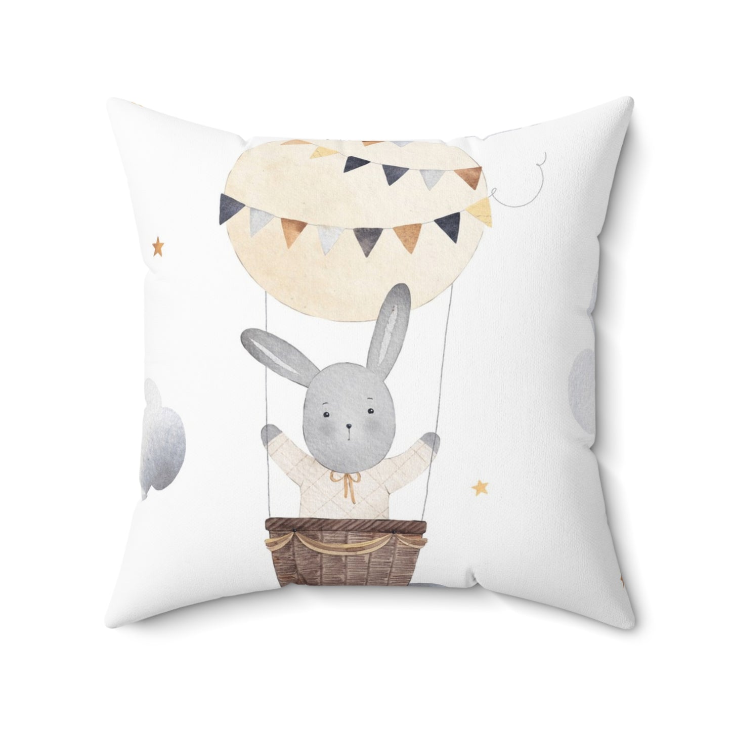 Whimsical Bunny Hot Air Balloon Pillow