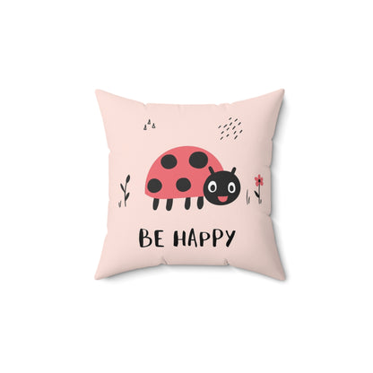 Be Happy Ladybug Pillow - Cheerful Kids Room Decor