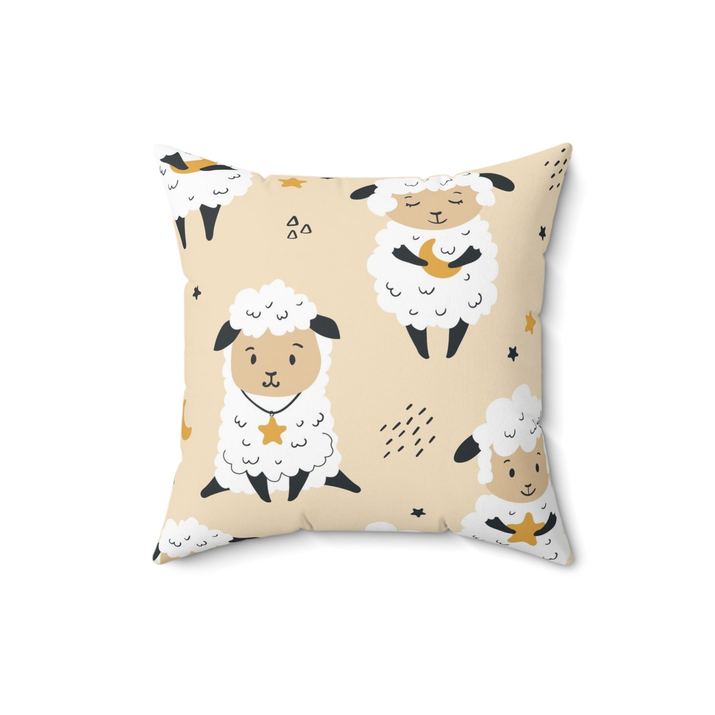 Double Sided Cute Lamb Spun Polyester Square Pillow