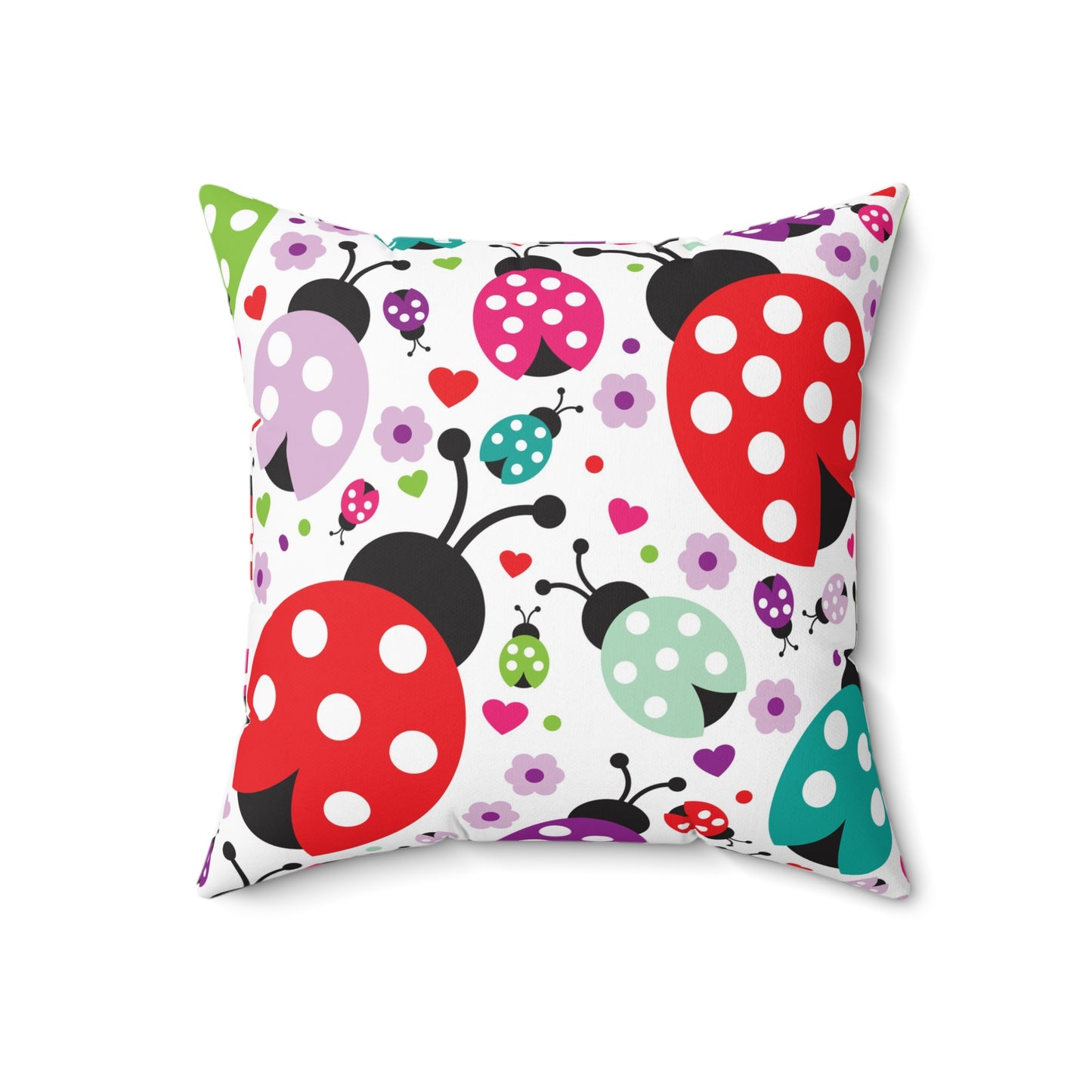 Double Sided Ladybug Spun Polyester Square Pillow