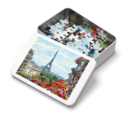 Eiffel Tower Jigsaw Puzzle with Tin