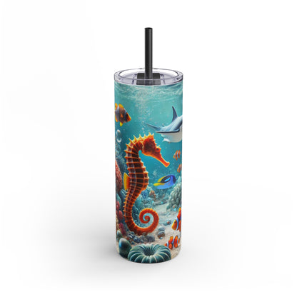 Marine Bliss: Seahorse & Ocean Life 20oz Skinny Tumbler