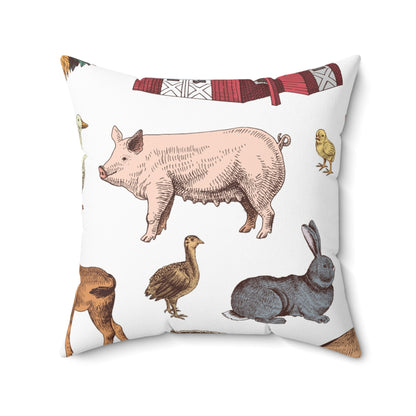 Farm Animals Decorative  Spun Polyester Square Pillow