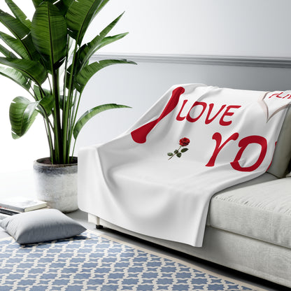 ''I Love You" Personalized Sherpa Fleece Blanket, Personalized Romantic Blanket, Personalized Blanket, Valentine's Day Gift, Custom Blanket