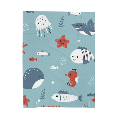 Sea Creatures  Velveteen Plush Blanket