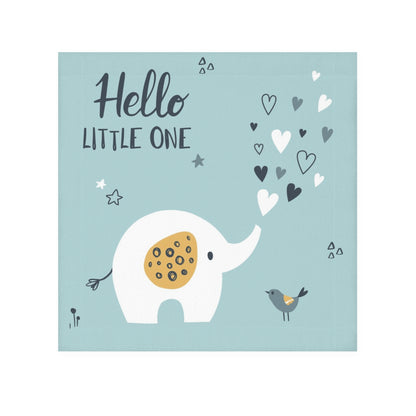 Hello Little One Face Towel - Cute Elephant and Heart Design