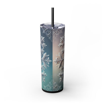 Snowflake Patterned Slim Tumbler - 20oz (With Straw)