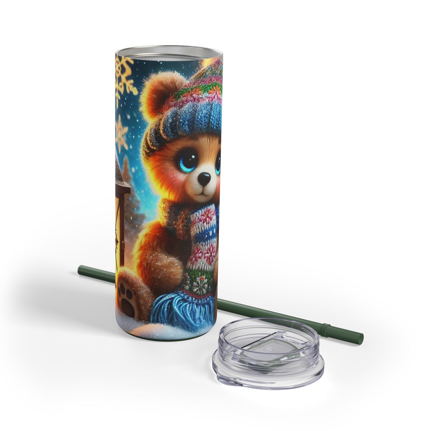 Winter Hug: Adorable Bear Skinny Tumbler 20oz