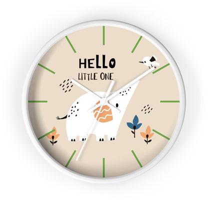 Hello Little One Wall Clock - Adorable Nursery Timepiece ⏰🐘🌿