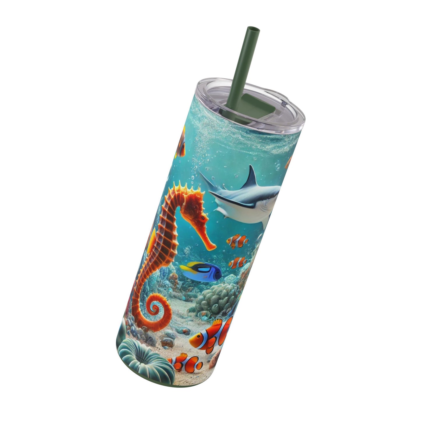 Marine Bliss: Seahorse & Ocean Life 20oz Skinny Tumbler