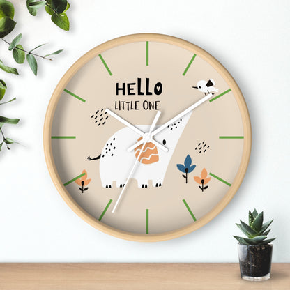 Hello Little One Wall Clock - Adorable Nursery Timepiece ⏰🐘🌿