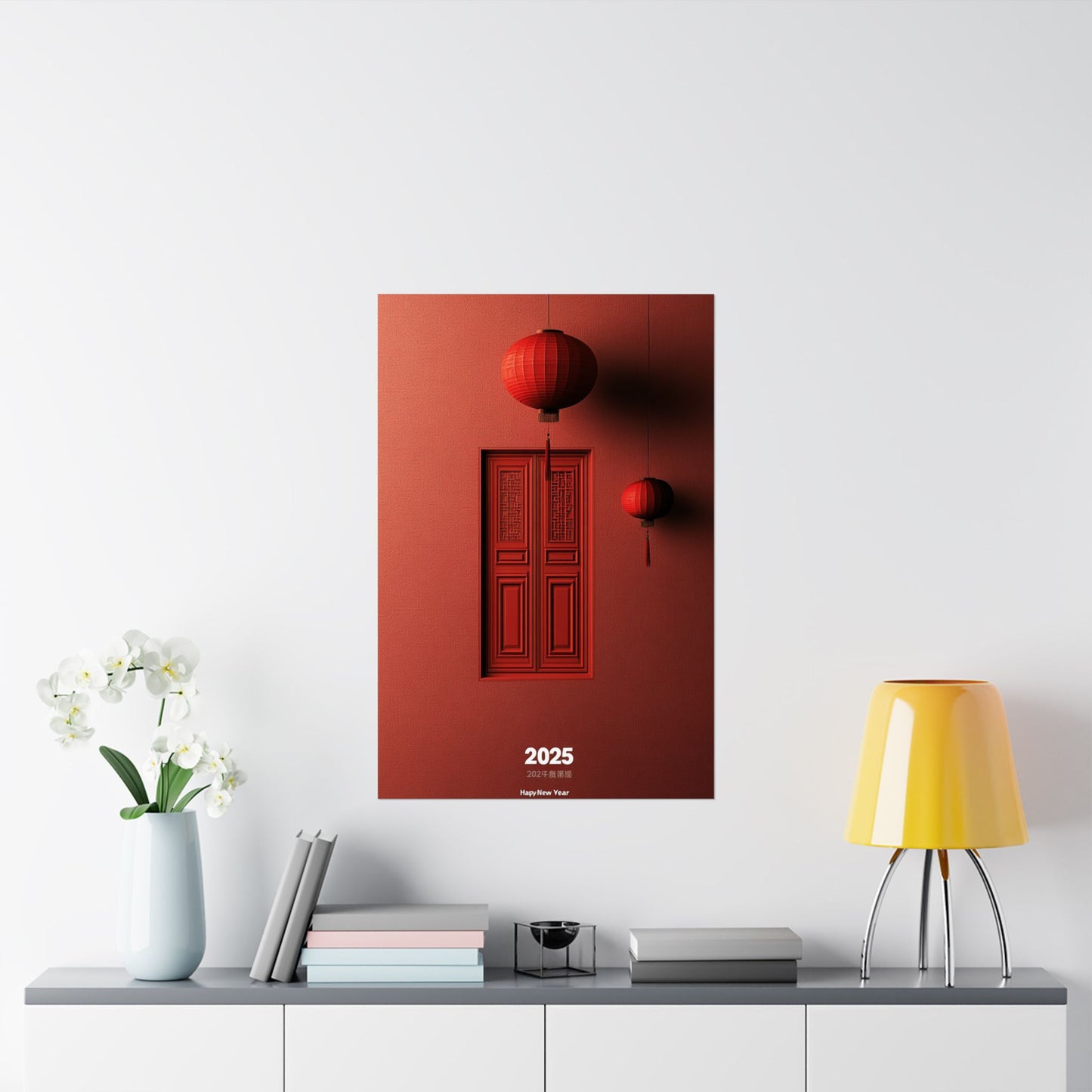 Red Serenity - Minimalist Lantern Canvas Art