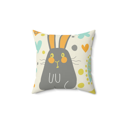 Cute Rabbit Decorative Spun Polyester Square Pillow