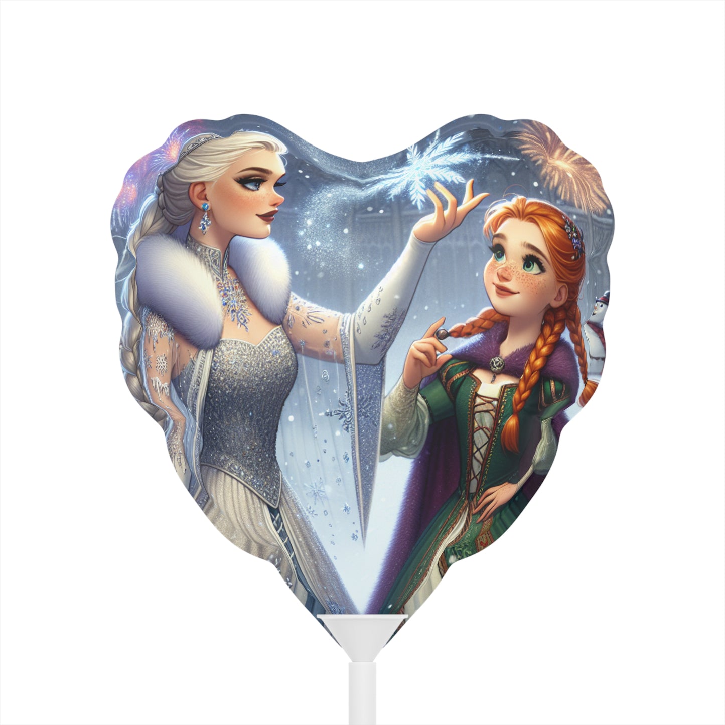 Frozen (Elsa & Anna) Snow Sisters Heart Balloon – Magical Princess Party Decor