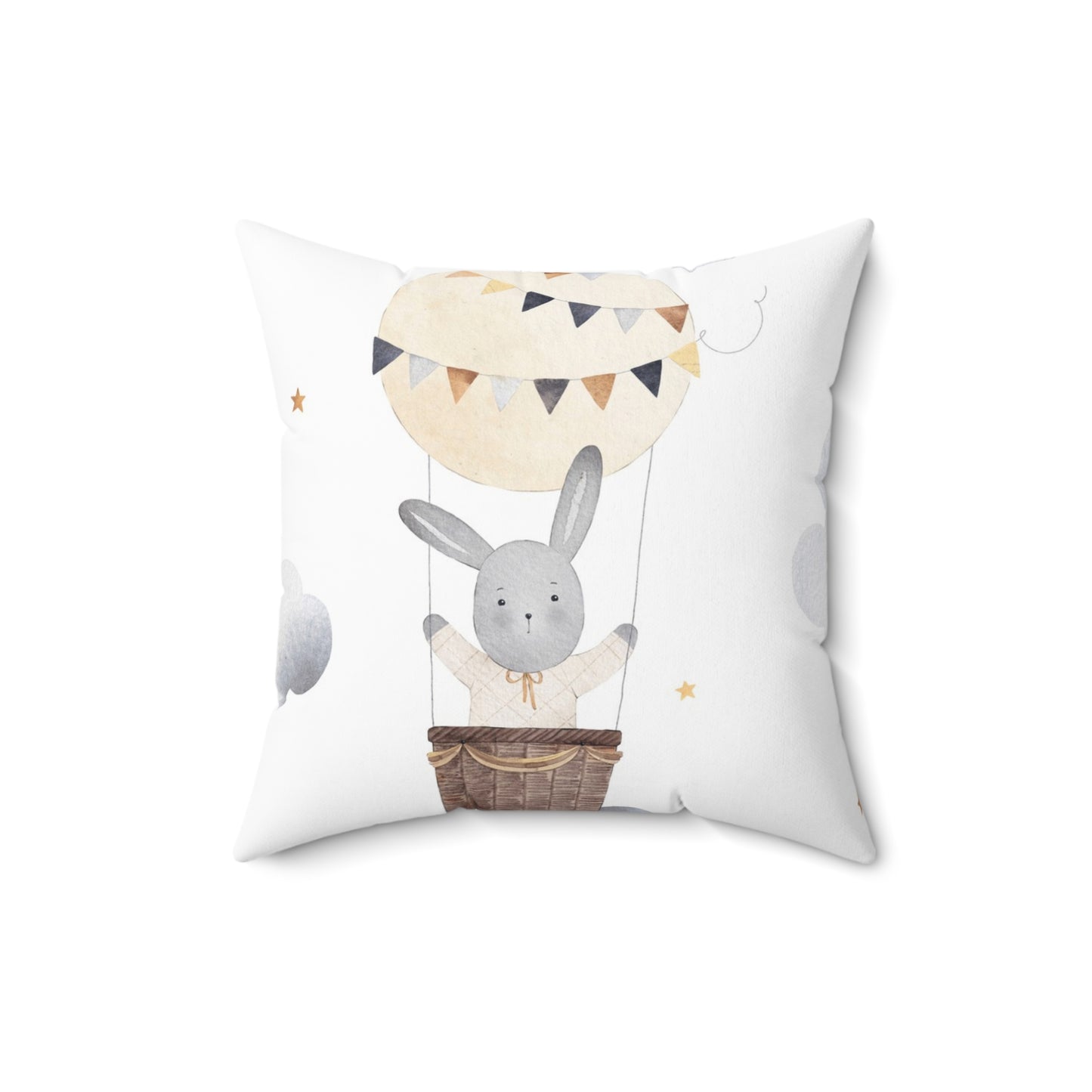 Whimsical Bunny Hot Air Balloon Pillow