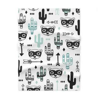 Wild West Adventure Blanket Cactus and Racoon Fun