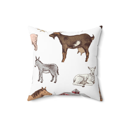 Farm Animals Decorative  Spun Polyester Square Pillow