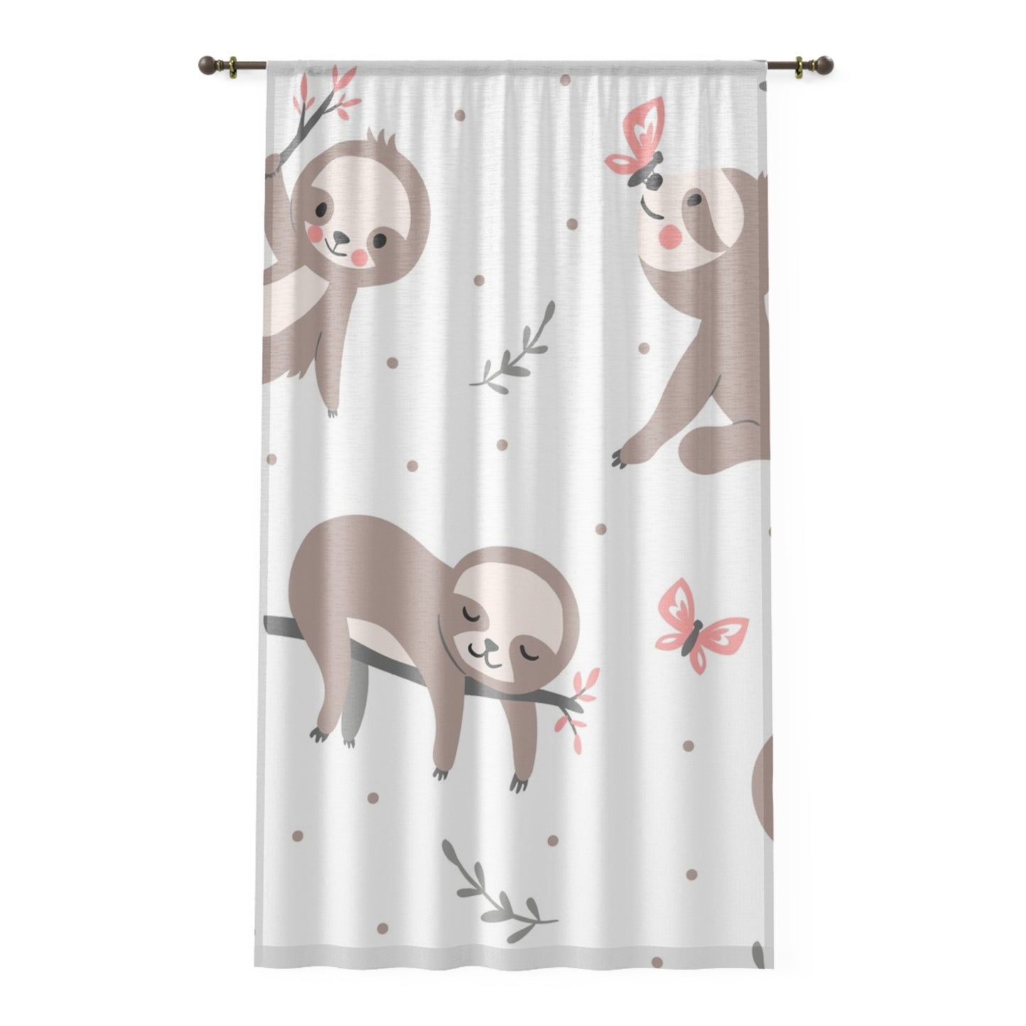 🦥 Sloth & Butterflies Window Curtain 🌸✨