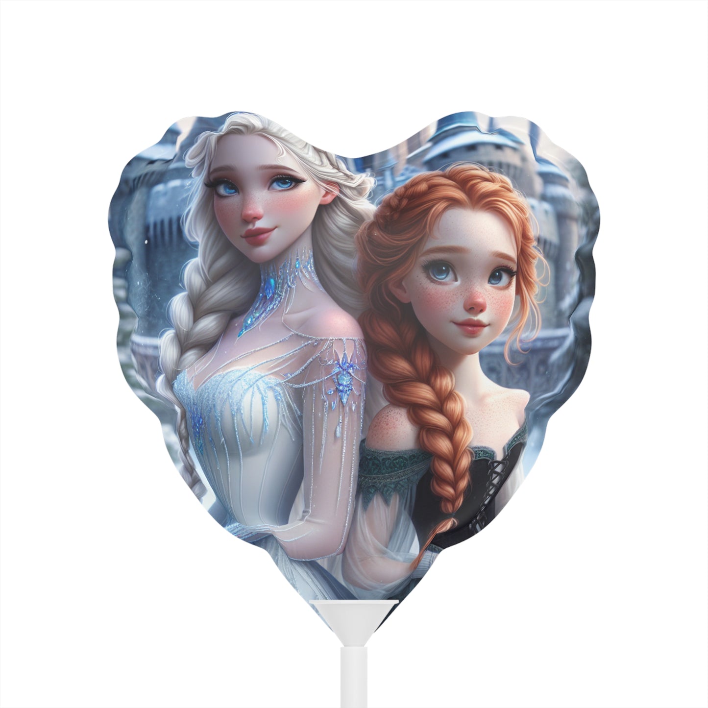 Frozen (Elsa & Anna) Snow Sisters Heart Balloon – Magical Princess Party Decor