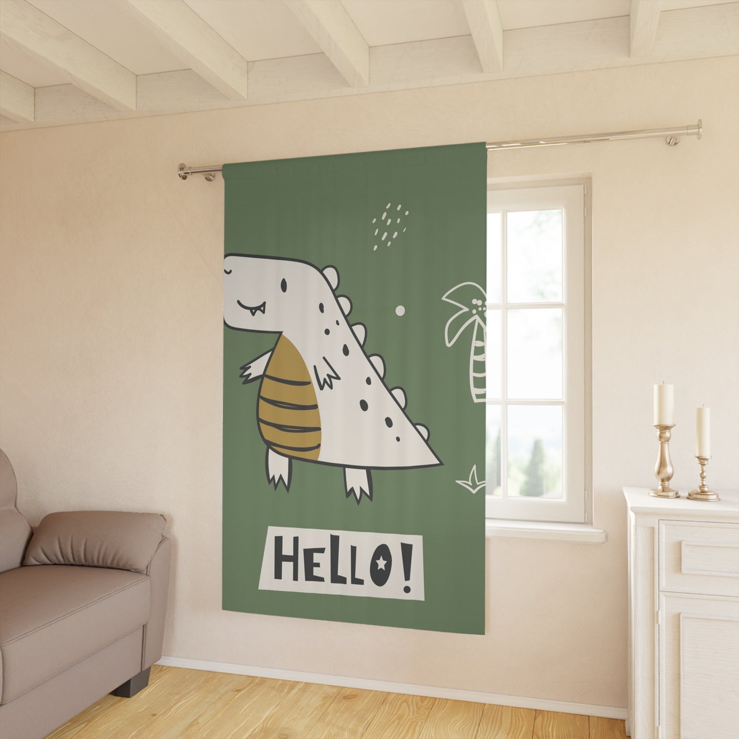 🦖 Hello Dino Window Curtain 🌴✨