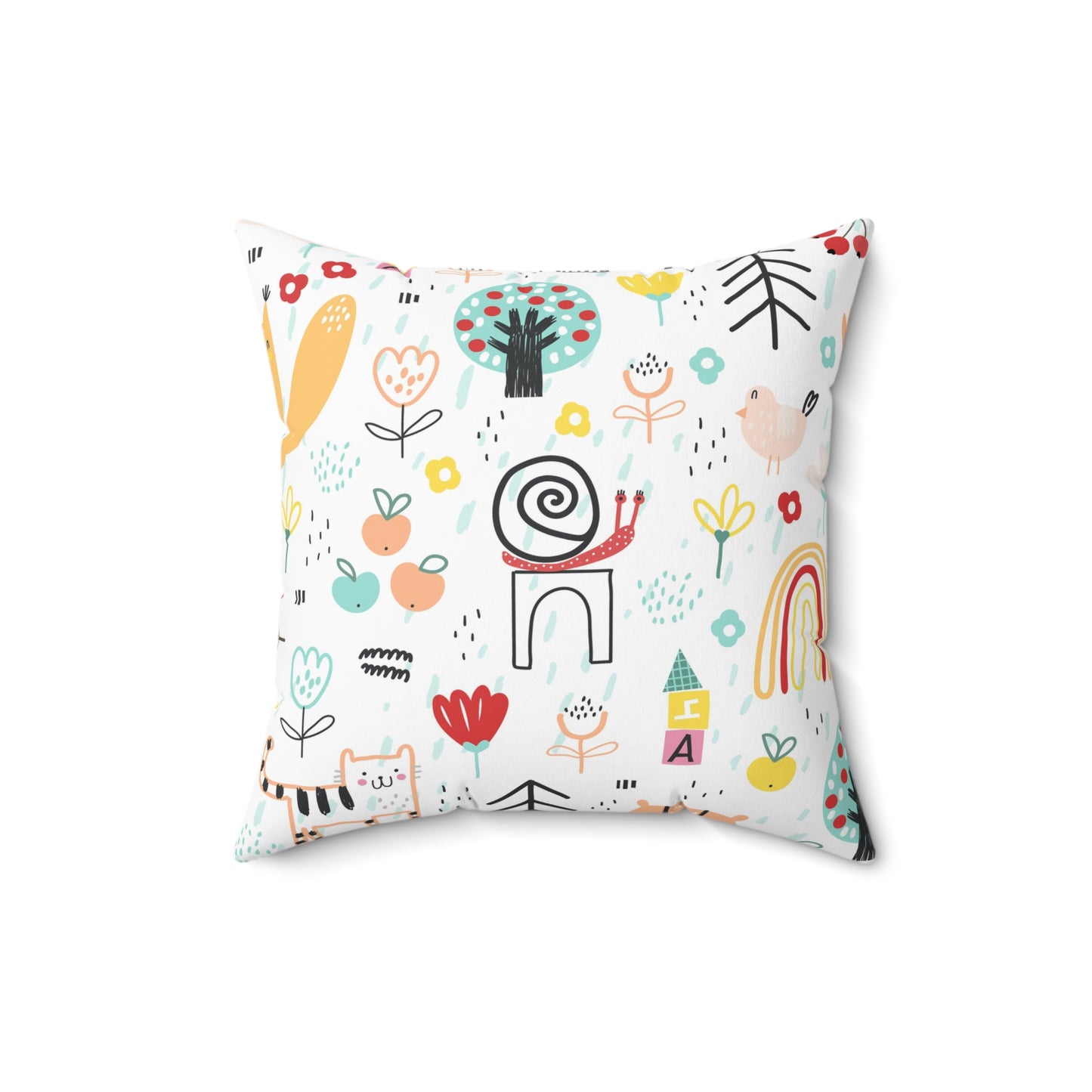 Whimsical Garden Pillow - Colorful Kids Room Decor