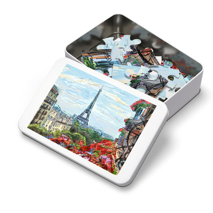 Eiffel Tower Jigsaw Puzzle with Tin