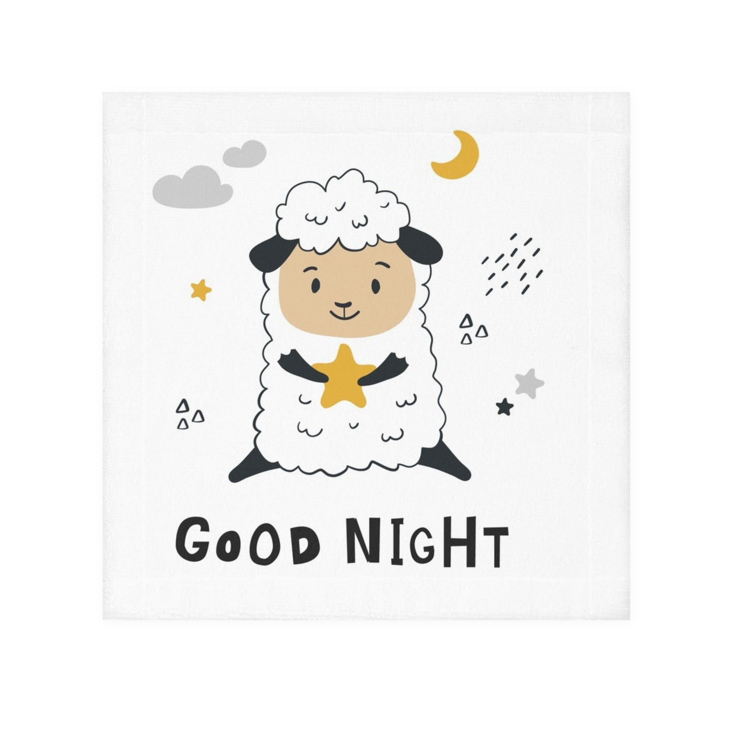 Good Night Face Towel - Adorable Sheep Design for Sweet Dreams